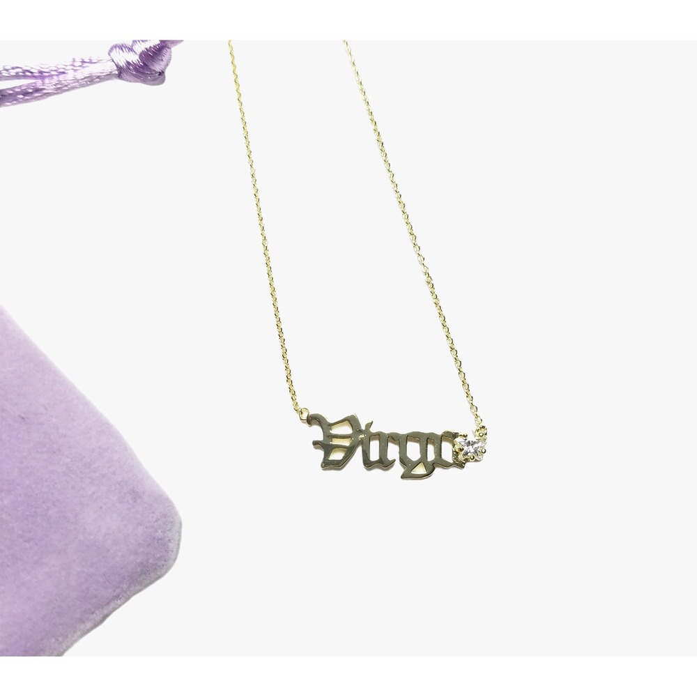 18K‎ Gold Plated Pendant Necklace Melinda Maria Virgo Zodiac Rhinestone Dainty